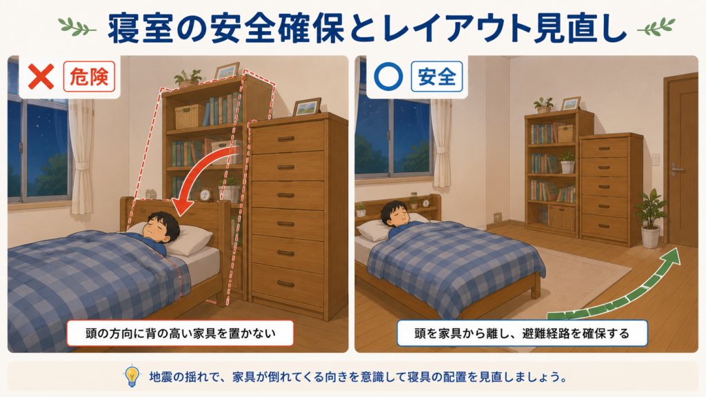 寝室の安全確保とレイアウト