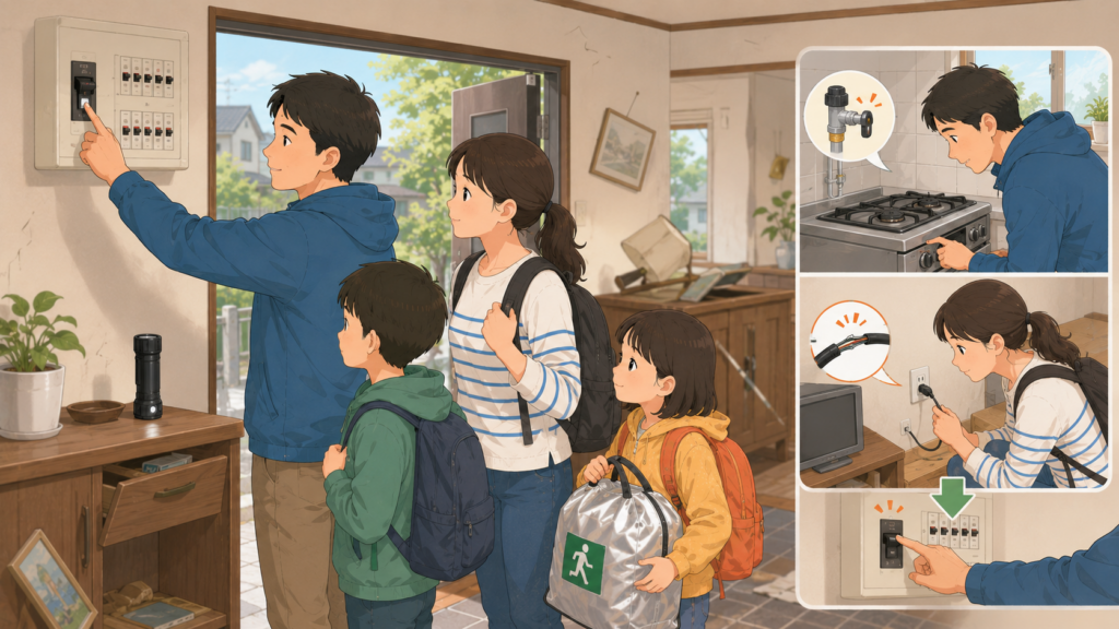 地震発生時にブレーカーを落とす