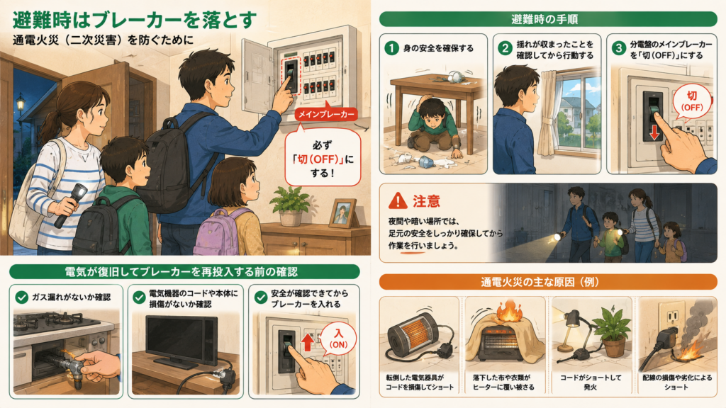 地震発生時にブレーカーを落とす