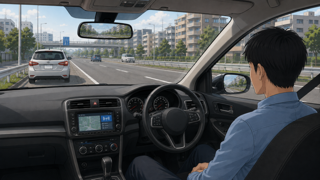 車を左に寄せる