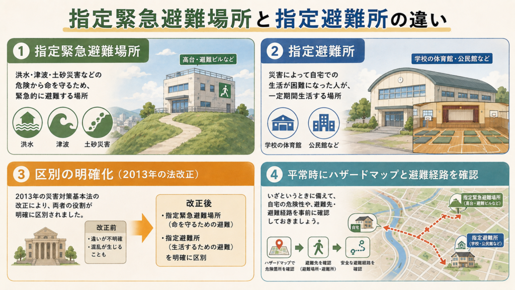 緊急避難場所と指定避難所