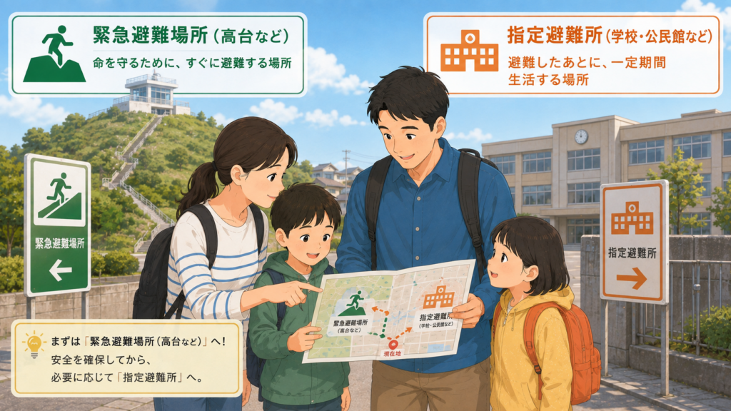 緊急避難場所と指定避難所