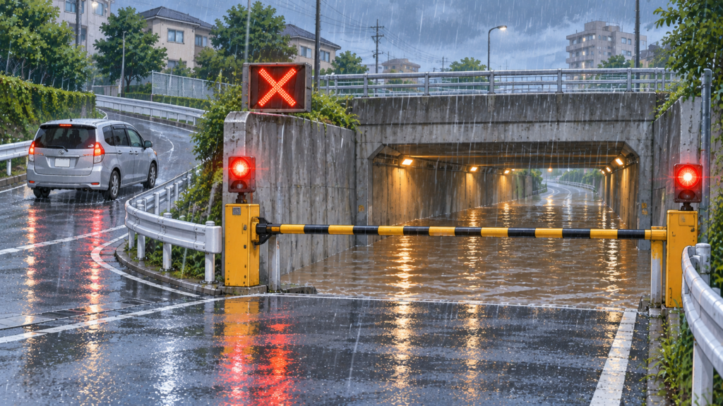 大雨のアンダーパス