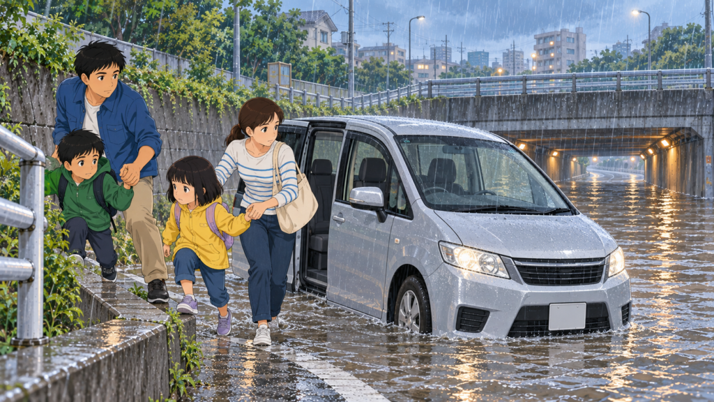 大雨のアンダーパス